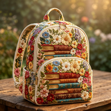 Padded Backpack - Books and Flowers – front view