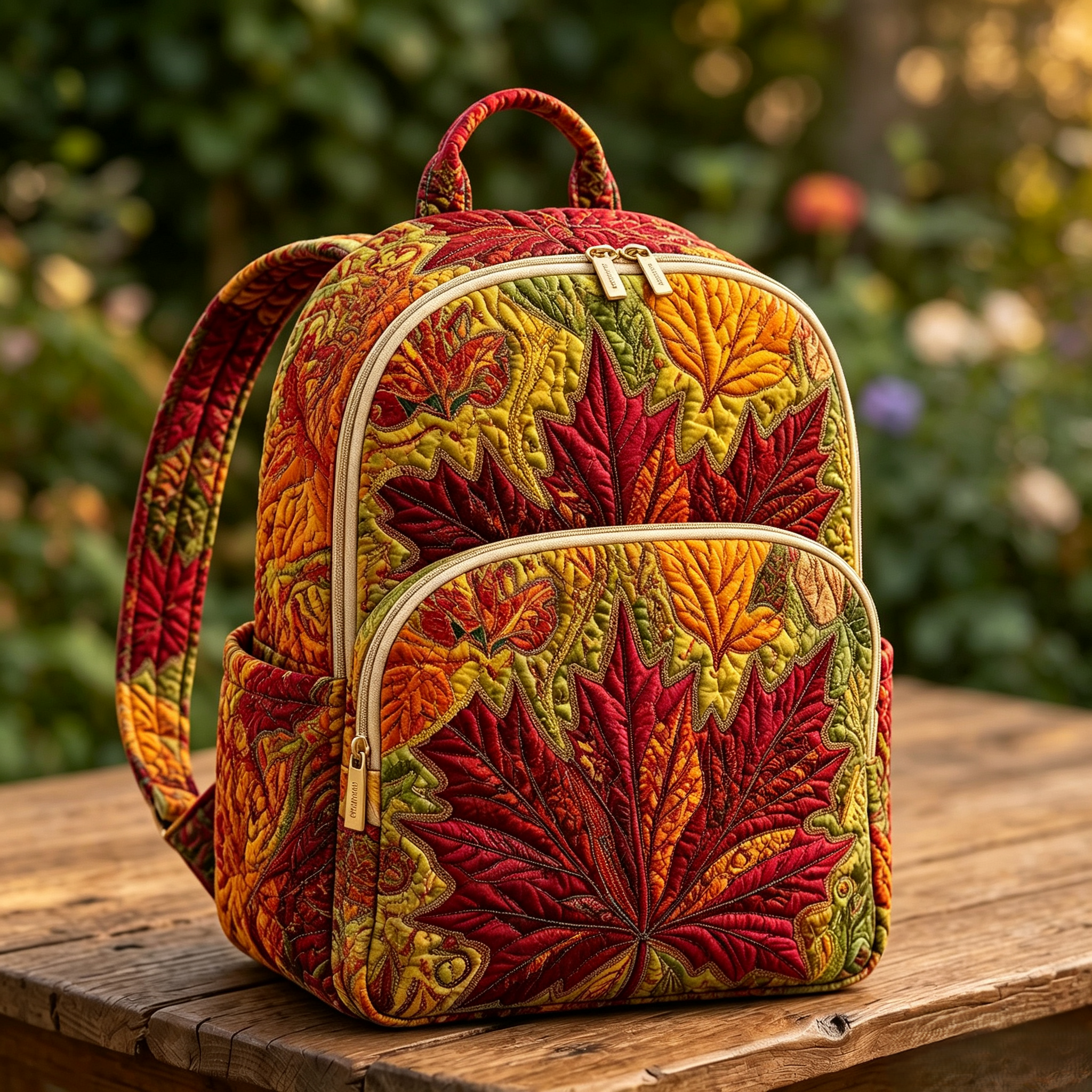 Padded Backpack - Maple Leaves – front view