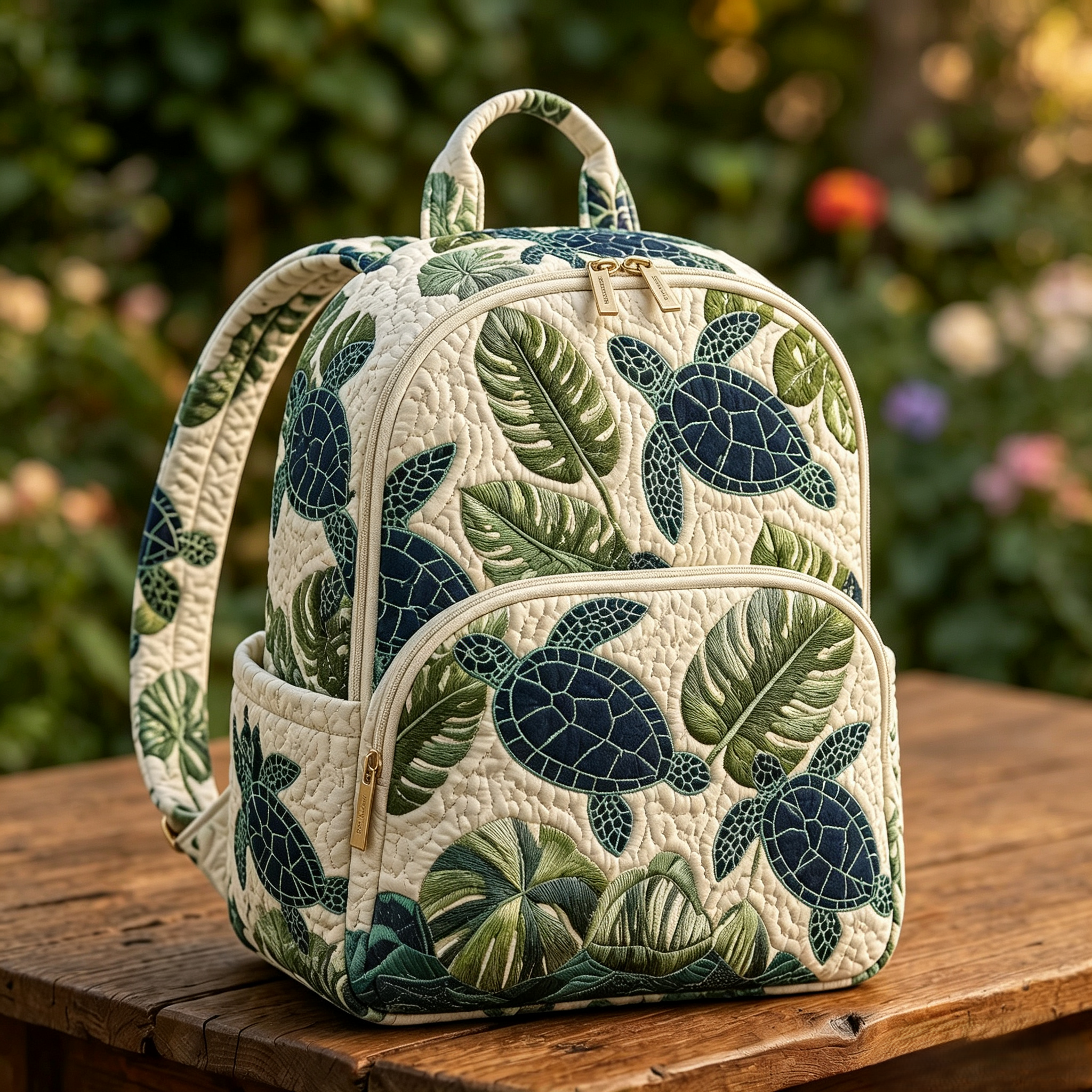 Padded Backpack - Tropical Sea Turtles – front view