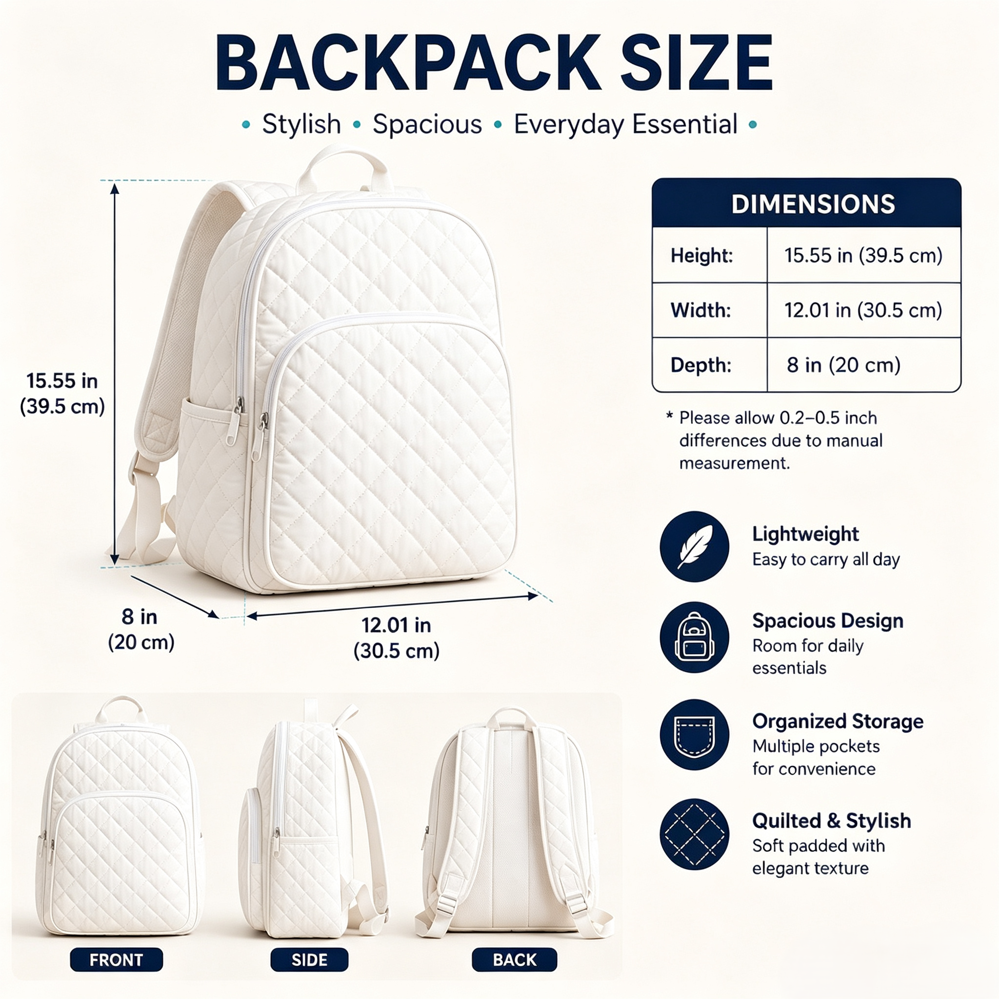 Padded Backpack - Books and Flowers – view 3