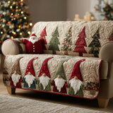 Ariadne - Quilted Sofa Cover Gnome Crimson