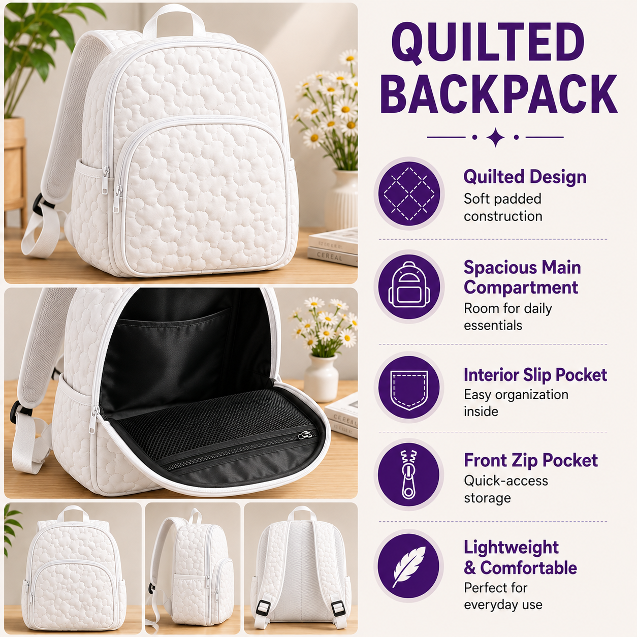 Padded Backpack - Owl and Books – view 2