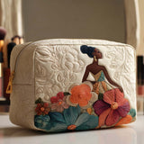 Floral Queen Quilted Makeup Bag