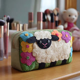 Floral Sheep Quilted Makeup Bag