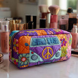 Flower Power Van Quilted Makeup Bag