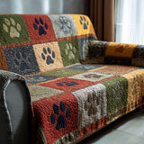Myrtie - Quilted Sofa Cover with Paw Prints