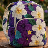 Padded Backpack - Purple Plumeria – front view