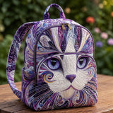Padded Backpack - Artistic Purple Cat – front view