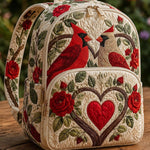 Padded Backpack - Red Birds and Roses – front view