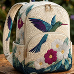 Padded Backpack - Hummingbird and Wildflowers – front view