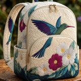 Padded Backpack - Hummingbird and Wildflowers – front view