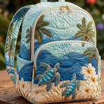 Padded Backpack - Sea Turtle and Palm Trees – front view