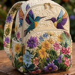 Padded Backpack - Hummingbird in a Field of Flowers – front view
