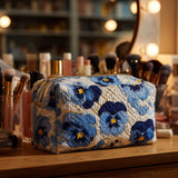 Pansies Breeze Quilted Makeup Bag