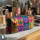 Retro Pop Peace Quilted Makeup Bag