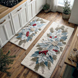 Non-slip Kitchen Rug – Charm Poinsettia Winter