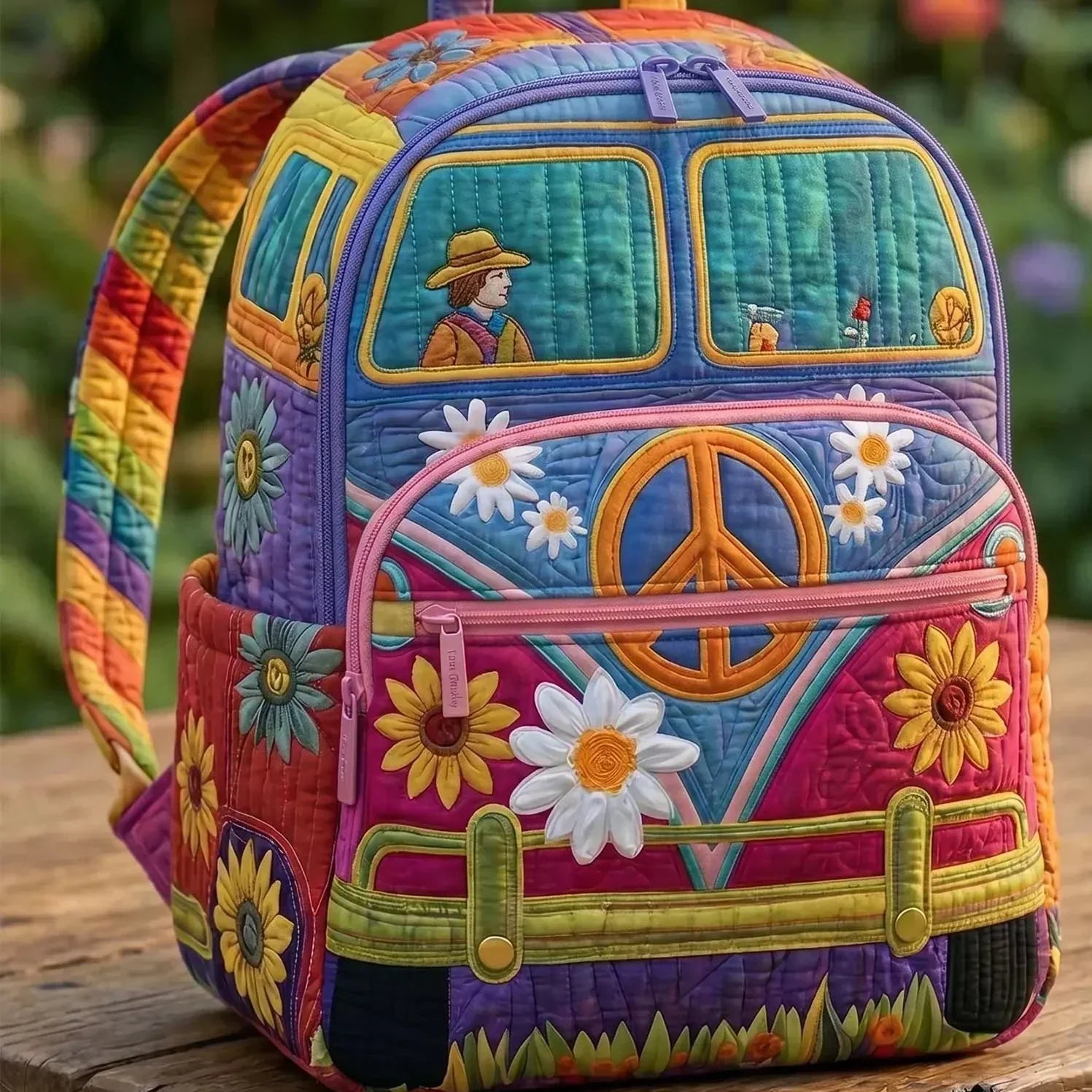 Padded Backpack - Hippie Van – front view