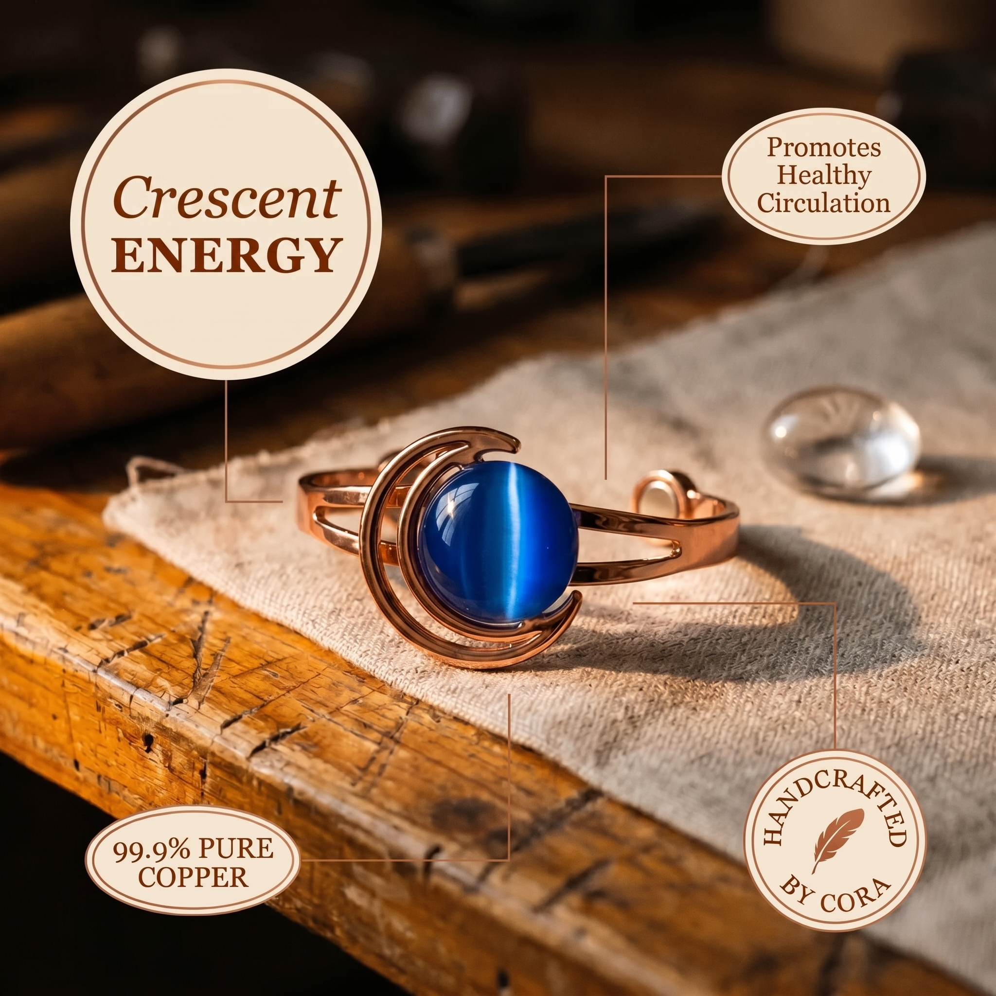 Crescent Copper Bracelet – view 4