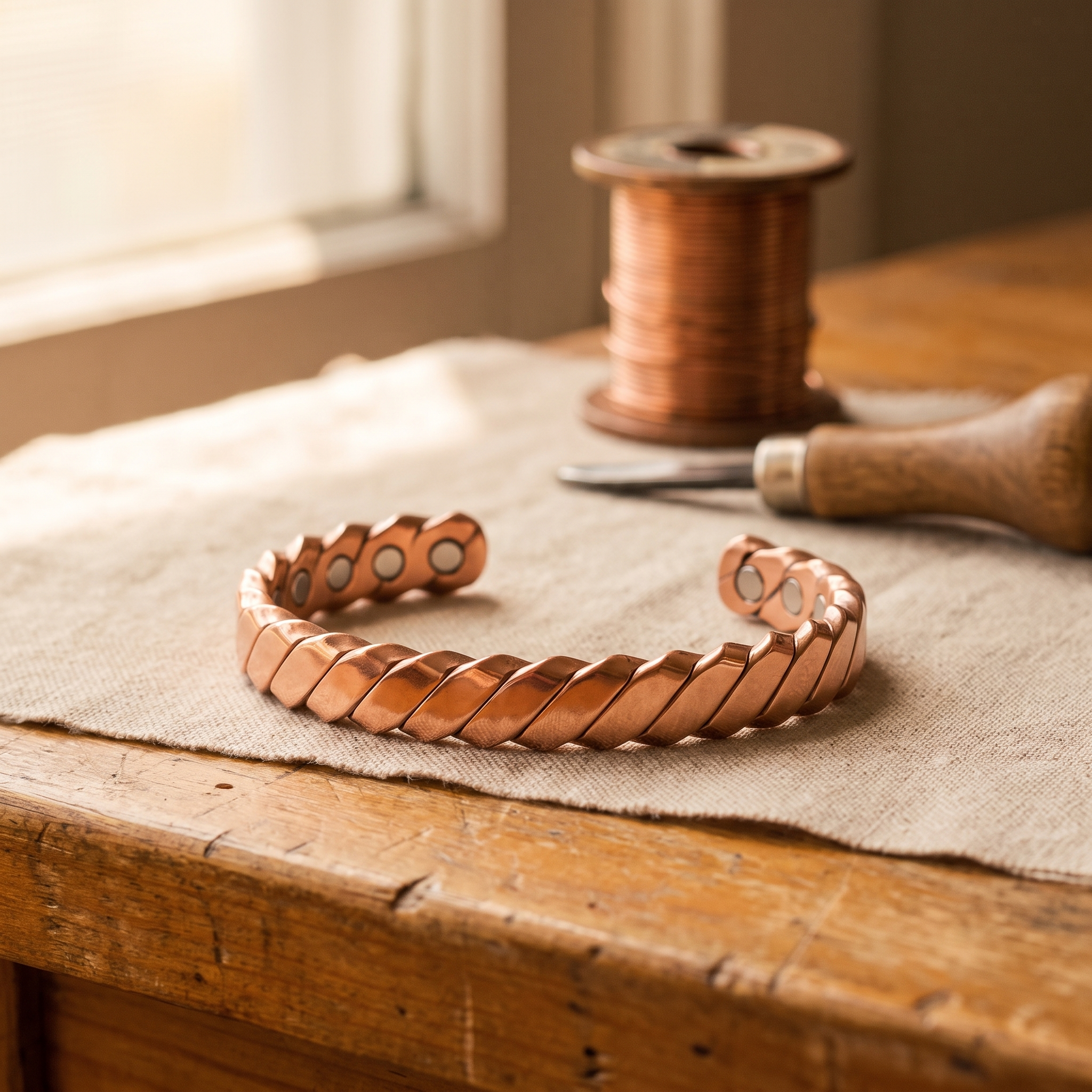 Moss Copper Bracelet – handmade from pure copper